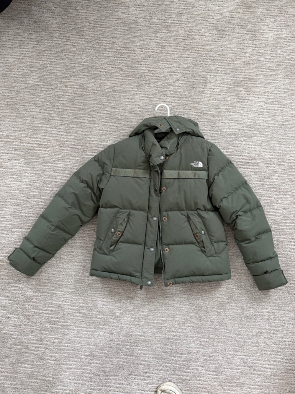 The North Face, size Medium, Olive Green Puffer Jacket
